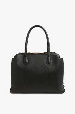 Jasper Conran Ada Work Shoulder Tote Bag Black Fine Grain Clearance