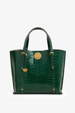 Jasper Conran Alexis Leather Croc Grab Tote Bag Black Croc Large Online