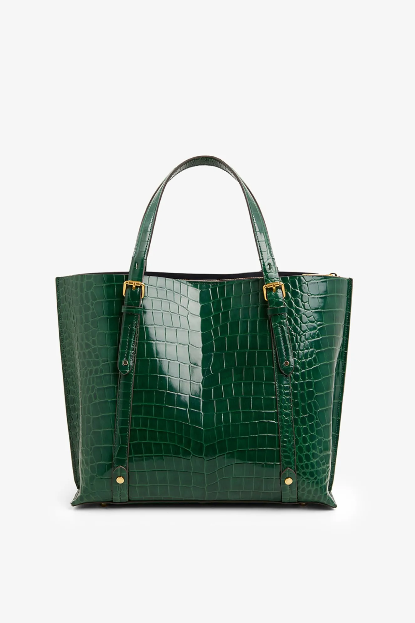 Jasper Conran Alexis Leather Croc Grab Tote Bag Black Croc Large Online