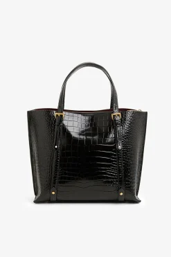 Jasper Conran Alexis Leather Croc Grab Tote Bag Black Croc Large Online