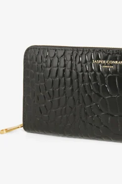 Jasper Conran Alexis Leather Large Croc Zip Round Purse Flash Sale