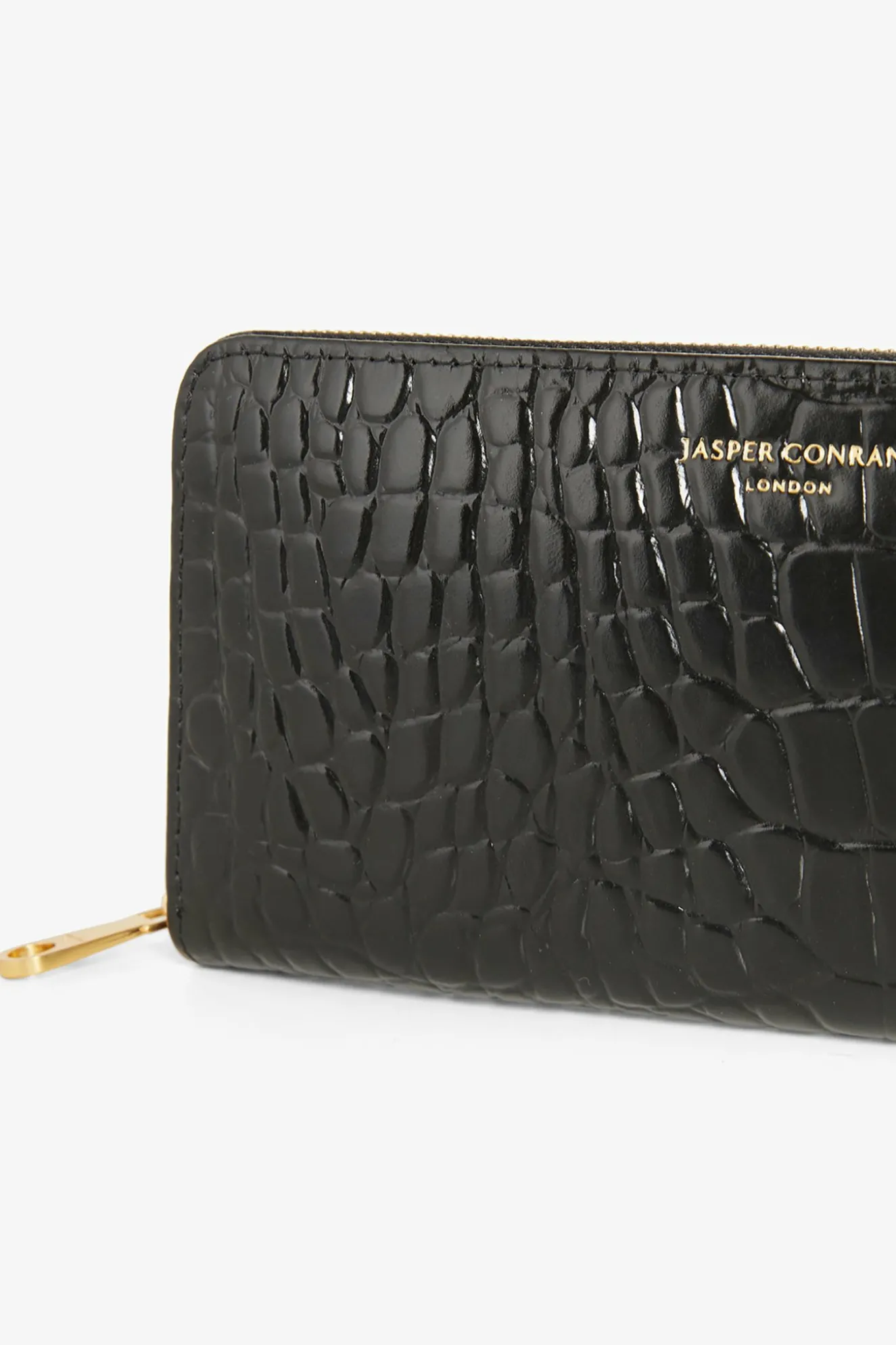 Jasper Conran Alexis Leather Large Croc Zip Round Purse Flash Sale
