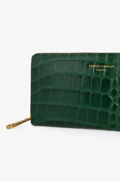 Jasper Conran Alexis Leather Large Croc Zip Round Purse Flash Sale