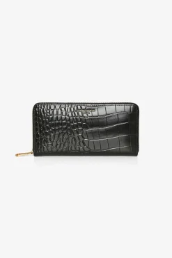 Jasper Conran Alexis Leather Large Croc Zip Round Purse Hot