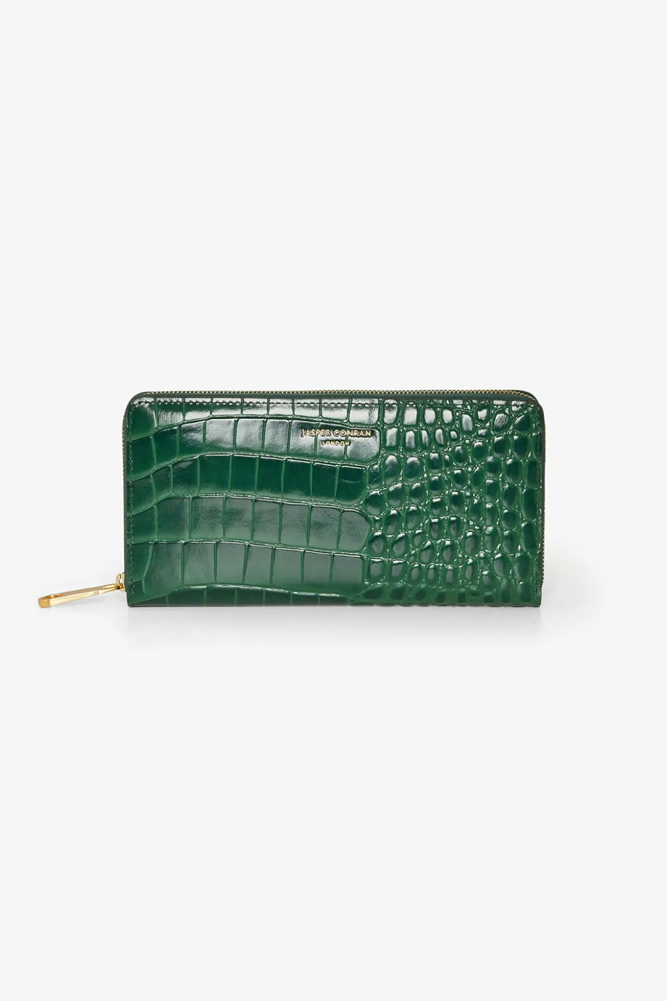 Jasper Conran Alexis Leather Large Croc Zip Round Purse Hot