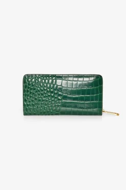 Jasper Conran Alexis Leather Large Croc Zip Round Purse Hot