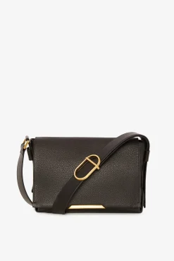 Jasper Conran Beatrix Leather Flap Messenger Black Flash Sale