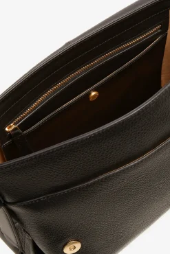 Jasper Conran Beatrix Leather Flap Messenger Black Flash Sale