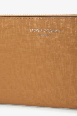 Jasper Conran Bee Leather Cross Hatch Large Purse Camel Bee New