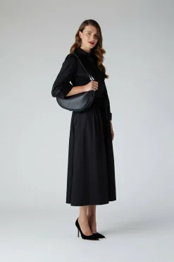 Jasper Conran Bee Leather Scoop Shoulder Bag Black New
