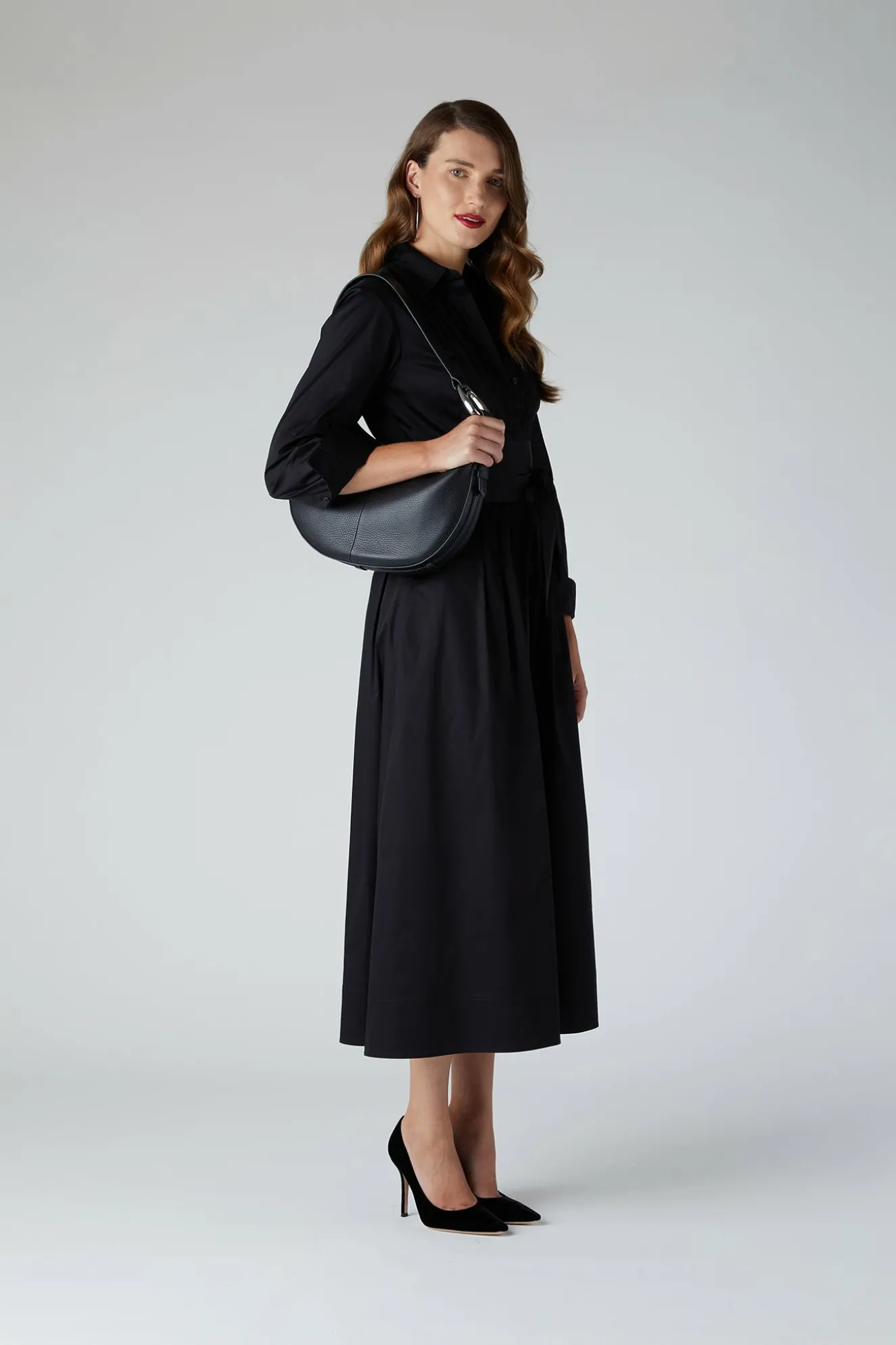 Jasper Conran Bee Leather Scoop Shoulder Bag Black New