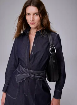 Jasper Conran Bee Leather Scoop Shoulder Bag Black New
