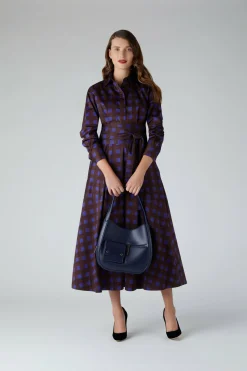 Jasper Conran Blythe Checkered Full Skirt Shirt Dress Multi Hot