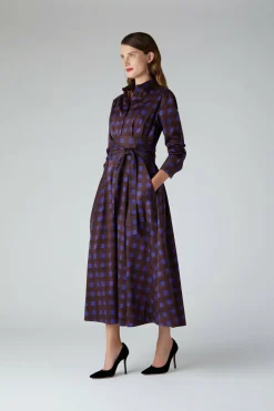 Jasper Conran Blythe Checkered Full Skirt Shirt Dress Multi Hot