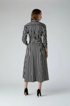 Jasper Conran Blythe Stripe Full Skirt Shirt Dress New