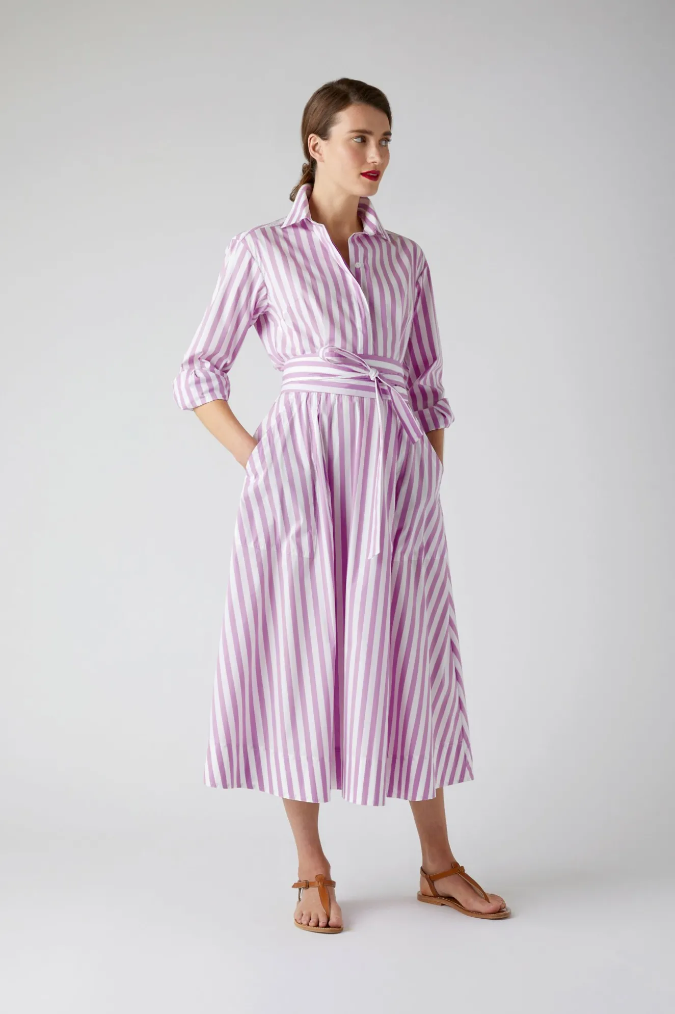 Jasper Conran Blythe Striped Full Skirt Shirt Dress Cheap