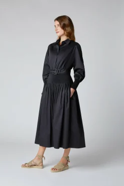 Jasper Conran Carrie Shirred Waist Shirt Dress Black Flash Sale