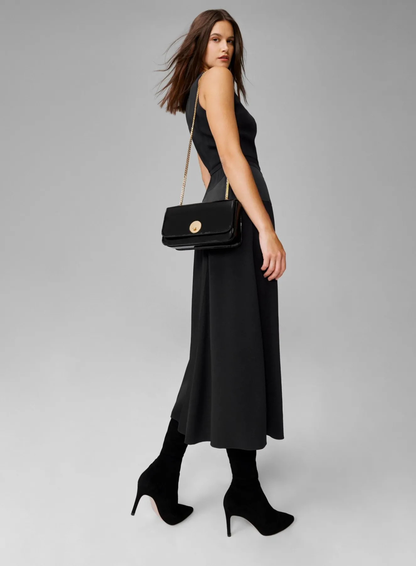 Jasper Conran Celia Leather Patent Chain Strap Evening Bag Cheap