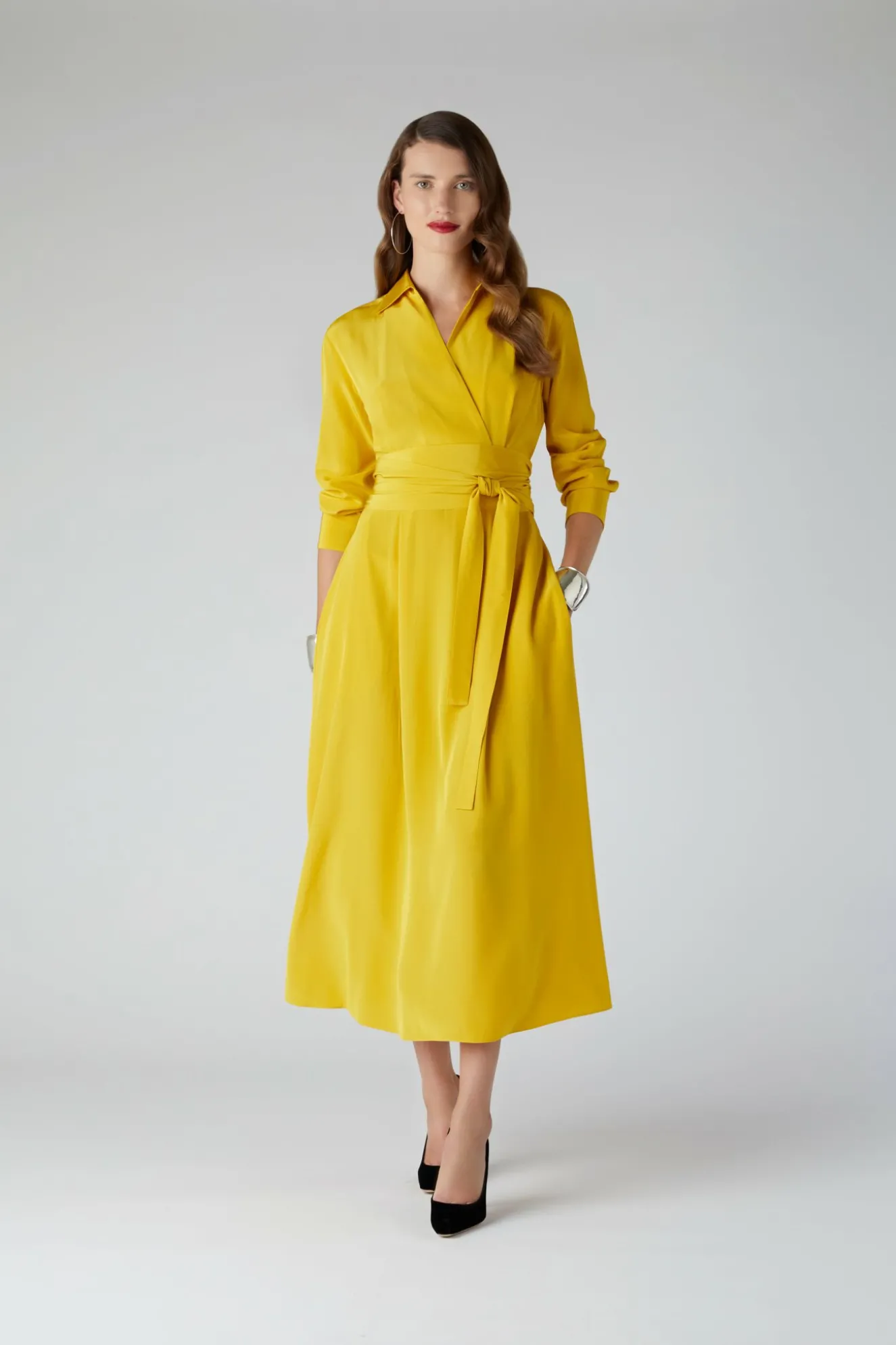 Jasper Conran Celia Silk Full Skirt Shirt Dress Cheap