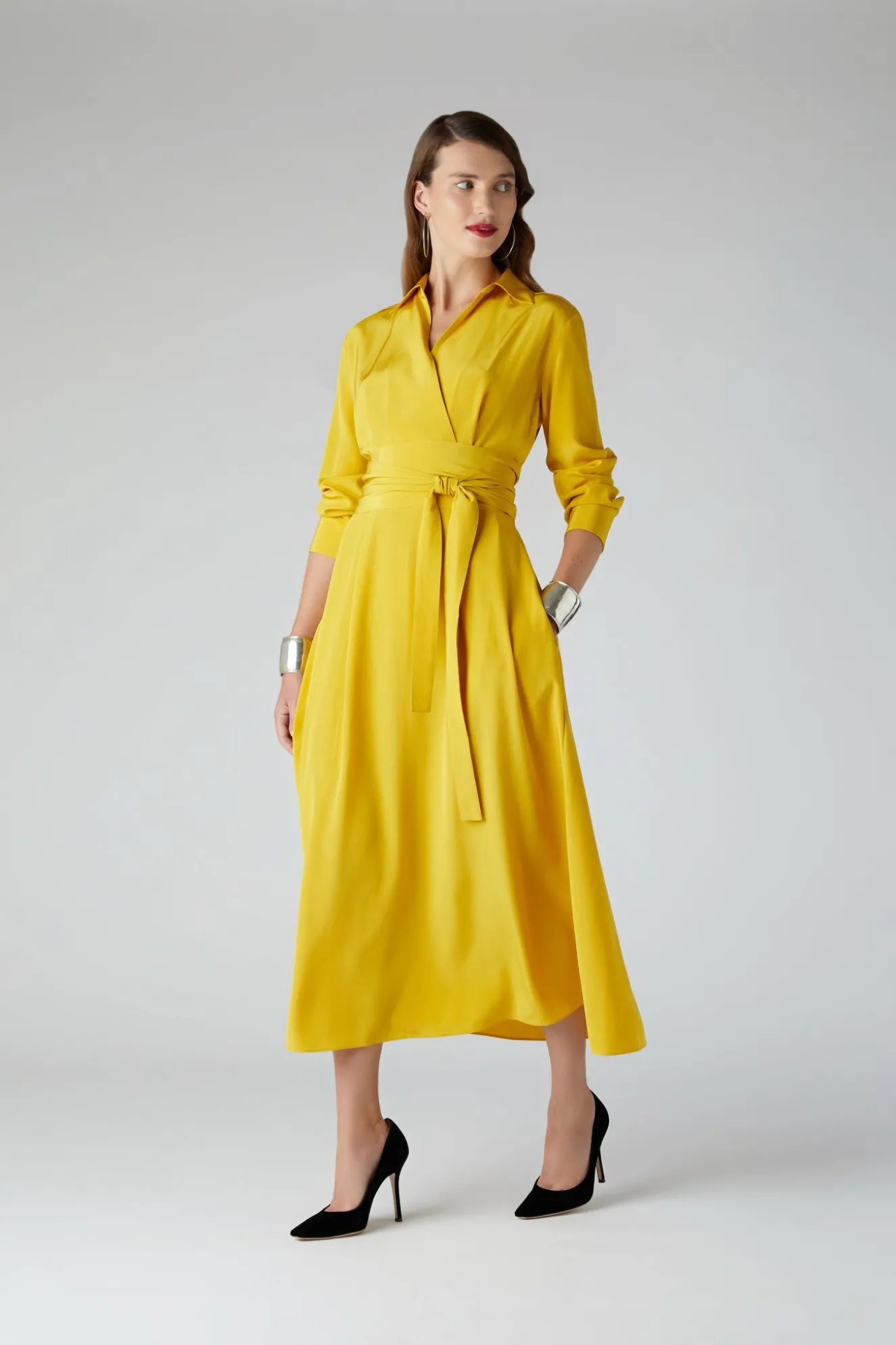 Jasper Conran Celia Silk Full Skirt Shirt Dress Cheap