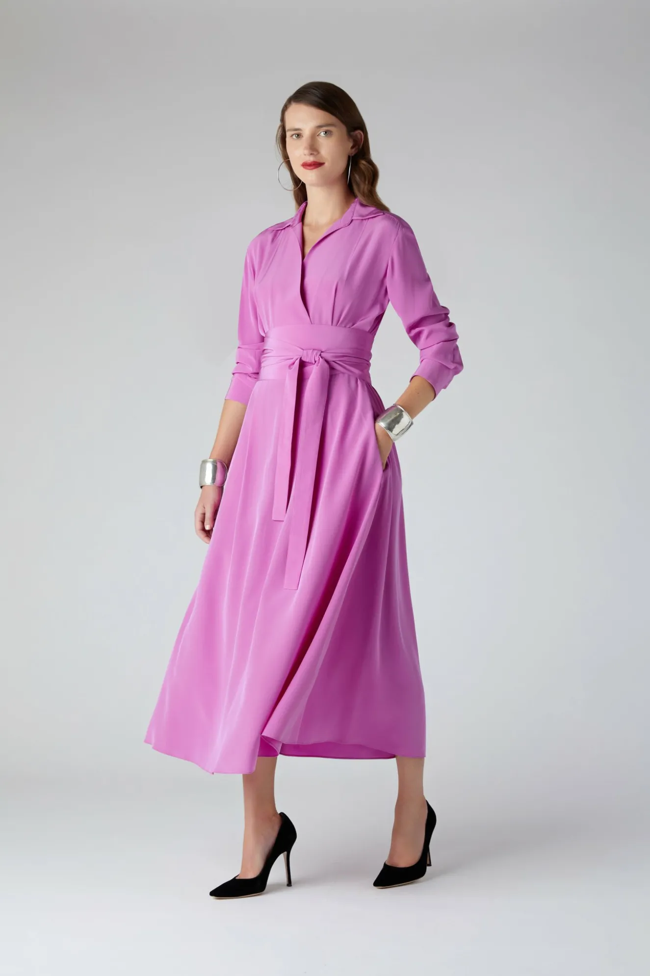 Jasper Conran Celia Silk Full Skirt Shirt Dress Discount