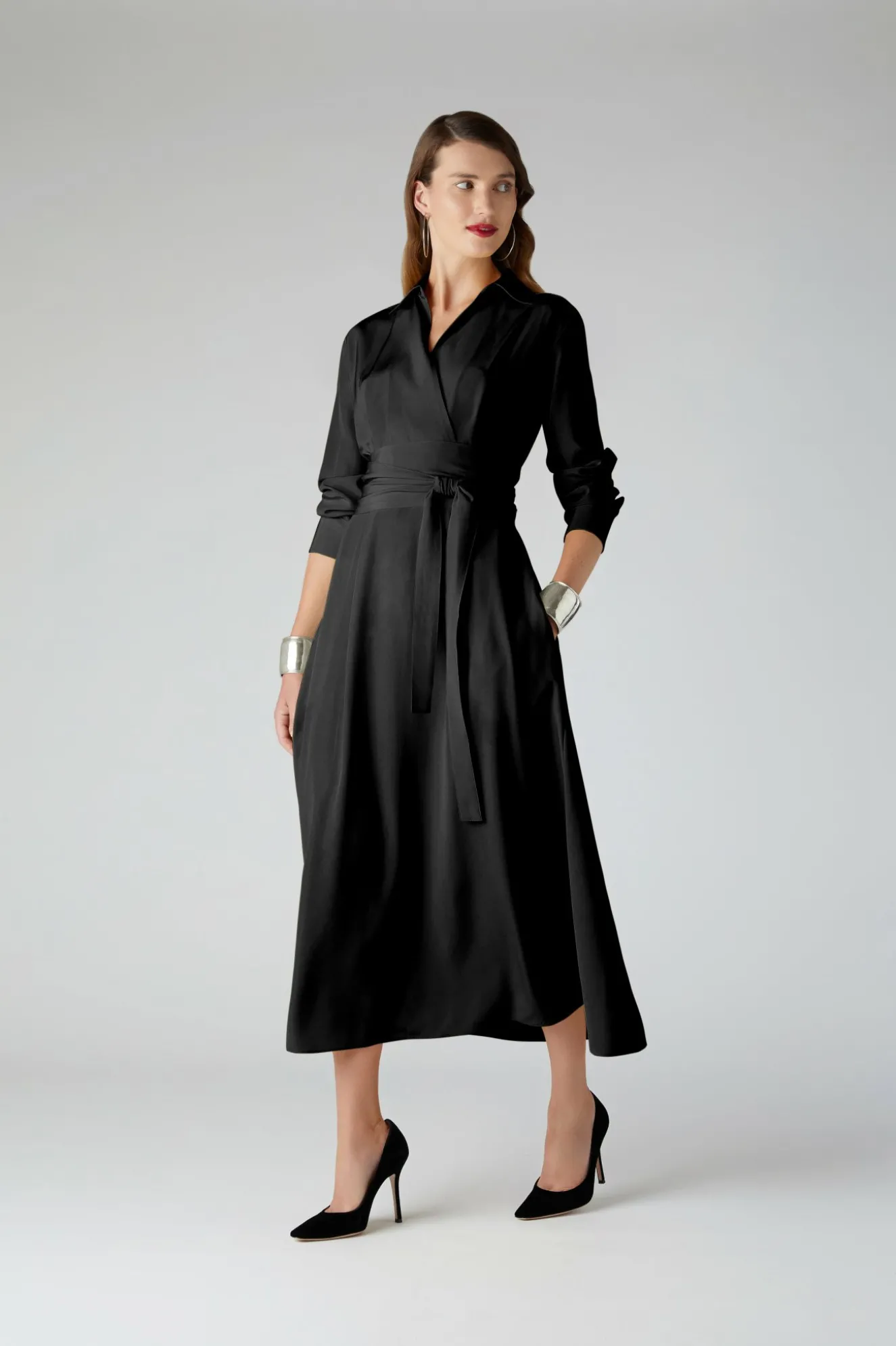 Jasper Conran Celia Silk Full Skirt Shirt Dress Discount
