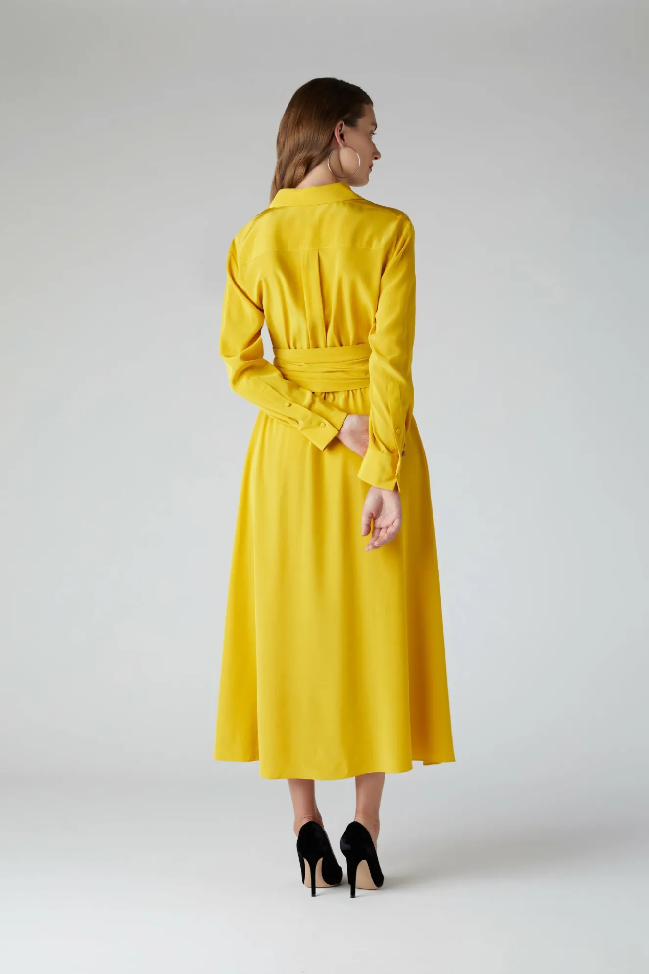 Jasper Conran Celia Silk Full Skirt Shirt Dress Discount