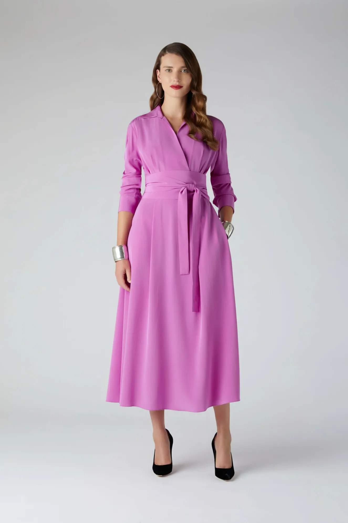 Jasper Conran Celia Silk Full Skirt Shirt Dress Discount