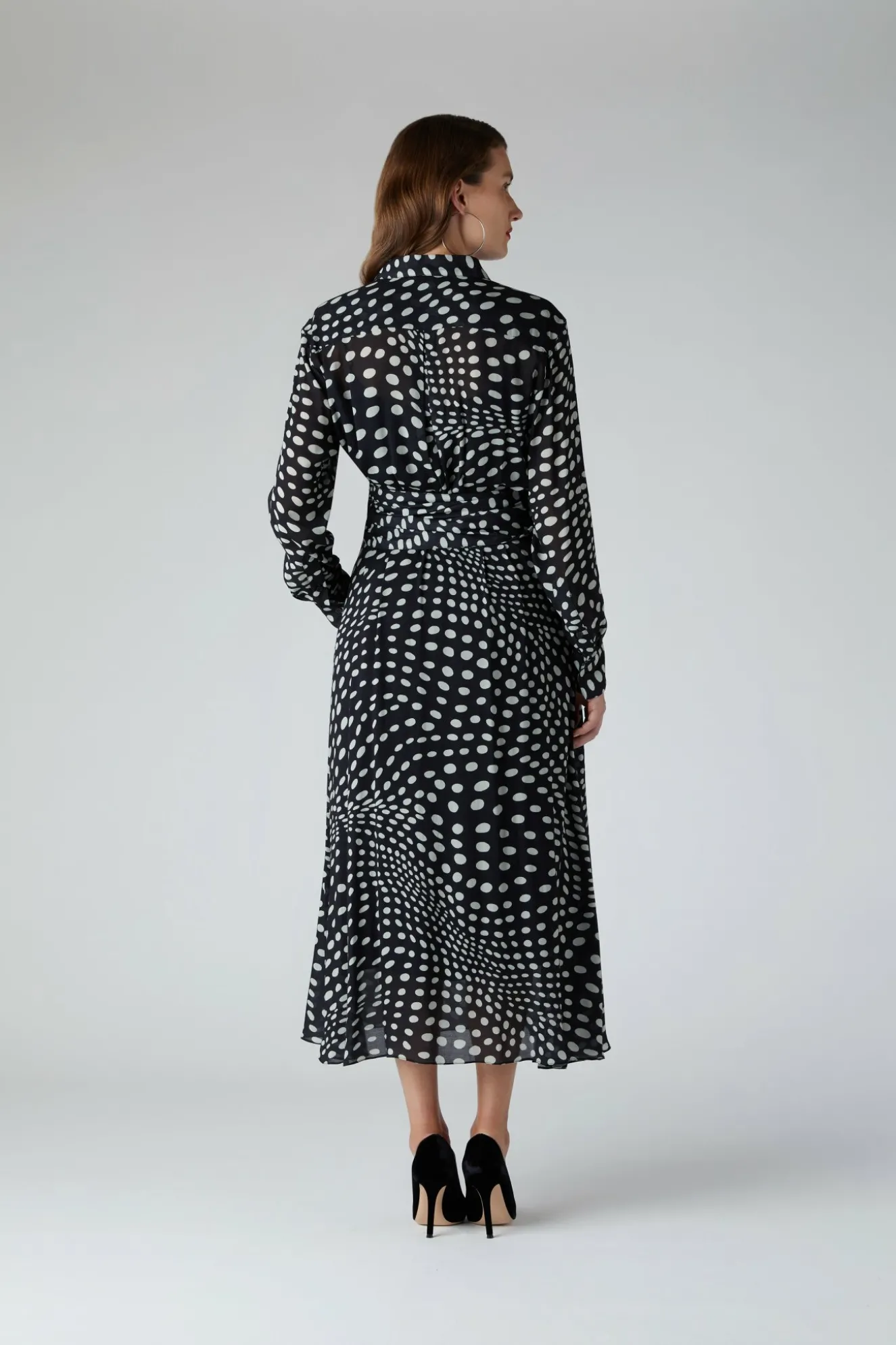 Jasper Conran Chloe Shirt Printed Georgette Dress Black Cheap