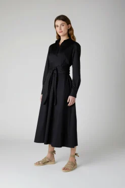Jasper Conran Clemence Collared A-Line Dress With Obi Belt Black Shop