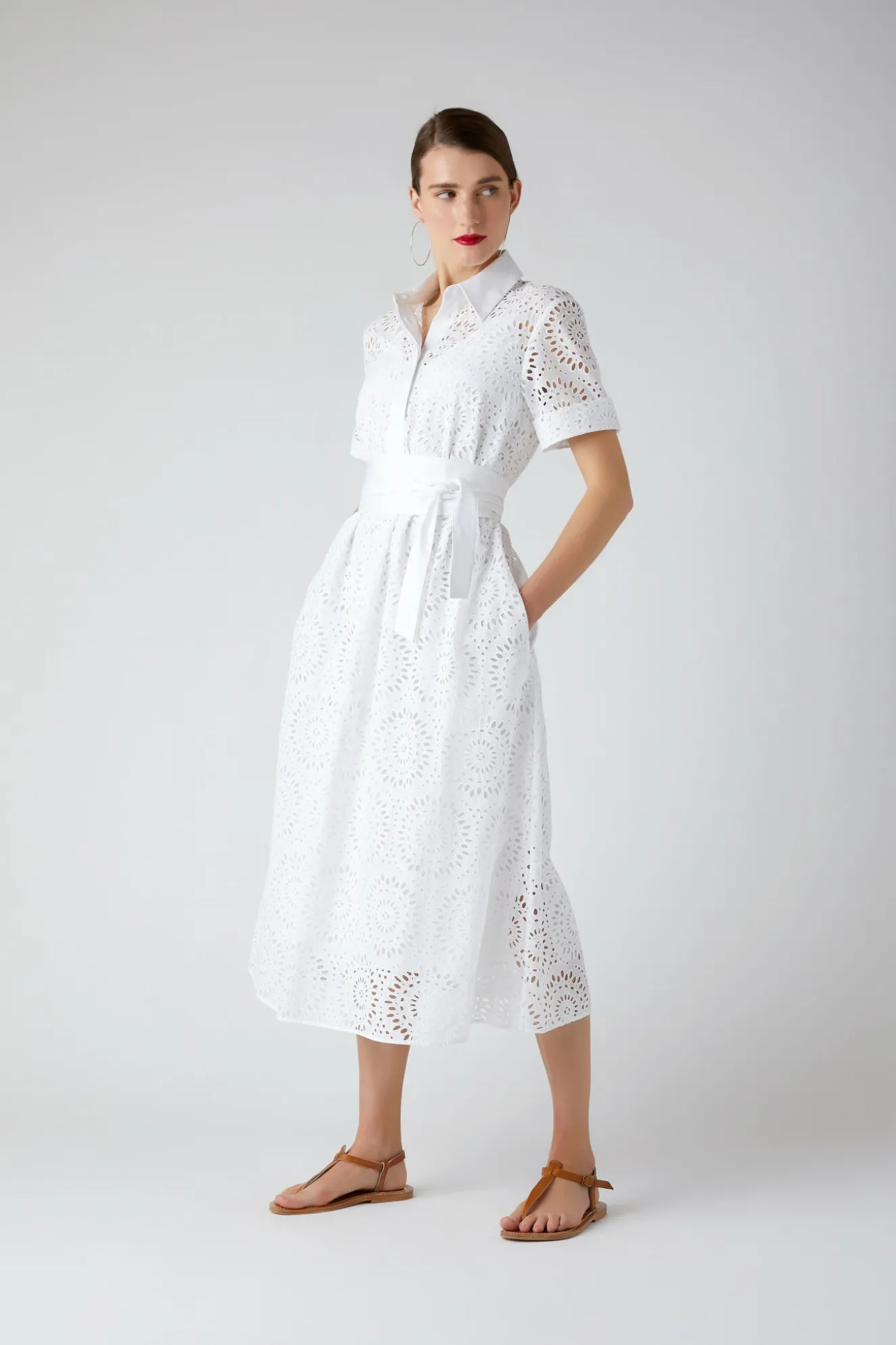 Jasper Conran Daria Broderie A Line Dress White New