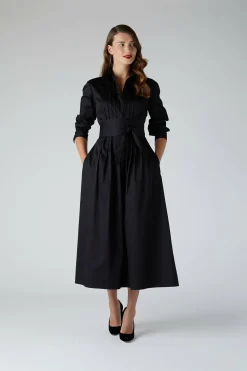 Jasper Conran Emily Pintuck Full Skirt Shirt Dress Hot