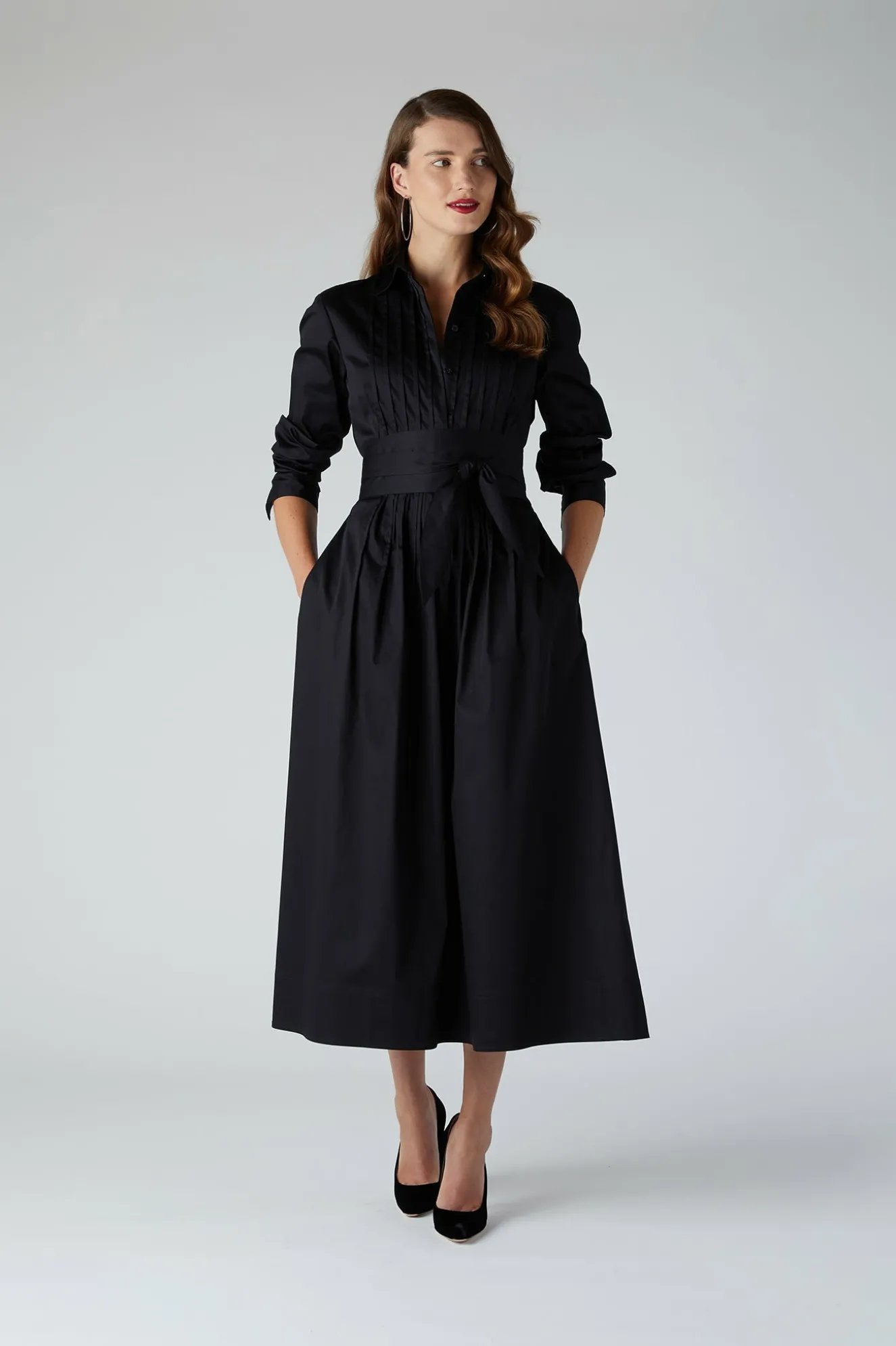 Jasper Conran Emily Pintuck Full Skirt Shirt Dress Fashion