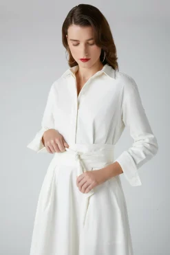 Jasper Conran Esme Cord Full Skirt Shirt Dress Winter White Shop