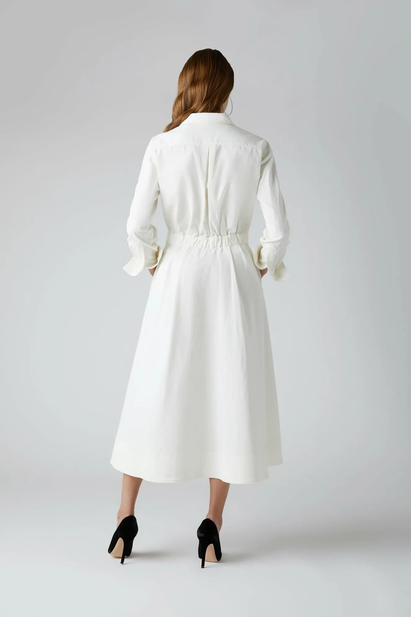 Jasper Conran Esme Cord Full Skirt Shirt Dress Winter White Shop