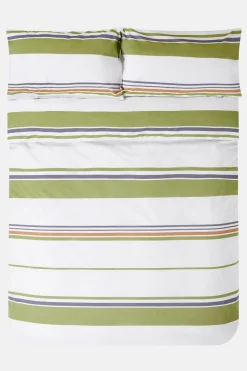 Jasper Conran Multi Stripe Percale Duvet Set Spinach Sudan Peacoat Stripe New