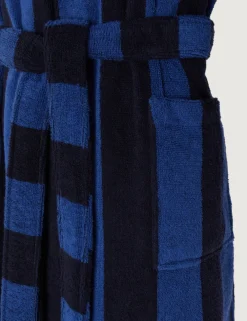 Jasper Conran Soft Lightweight Woven Stripe Hooded Robe New